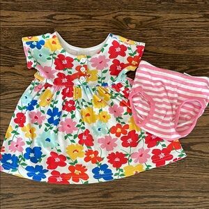 Hanna Andersson Floral Dress and Striped Bloomers Set